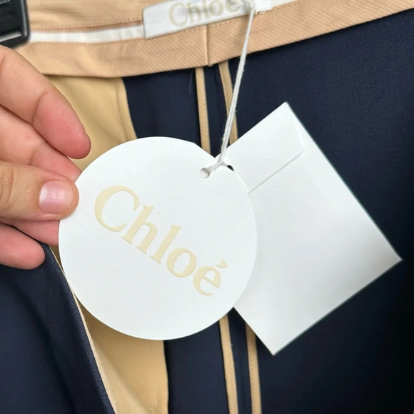 Chloé Size 14 NEW Pantalon Dark Marine Made in Italy Navy Blue Career Tags Pleat - Picture 12 of 15